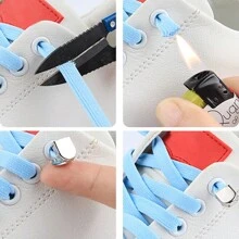 1對無鞋帶彈性鞋帶,時尚伸縮鎖扣運動鞋鞋帶