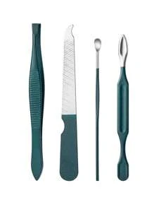 Nail Clippers Set, Including Fingernail & Toenail Clippers, Cuticle Nipper, Ingrown Toenail File, Ear Pick, Blackhead & Acne Removal Tool Kit - 7 pieces/set dark green - View 5