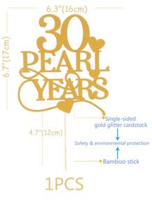 Decoración De Pastel De Fiesta De Aniversario De 30 Años De Perlas - Dorado - Ver 4