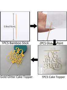 Decoración De Pastel De Fiesta De Aniversario De 30 Años De Perlas - Dorado - Ver 3