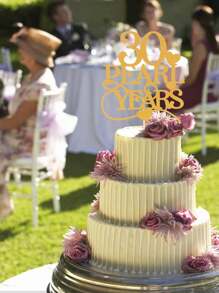 Decoración De Pastel De Fiesta De Aniversario De 30 Años De Perlas - Dorado - Ver 2