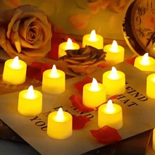Vela LED sem Chama de Atmosfera para Casamento, Proposta, Festa, Decoração da Casa e da Mesa de Jantar - 6/12/24 peças - Amarelo - Visão 4