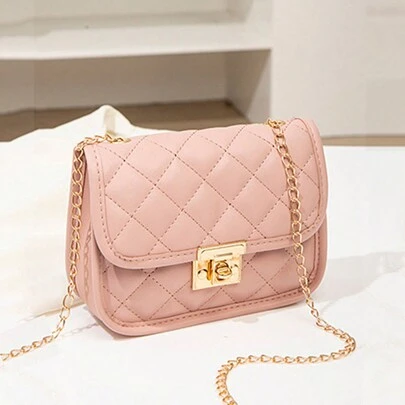 純色簡約兒童鏈肩帶斜背包