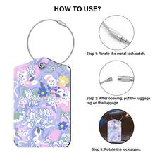 1pc Purple Floral Pattern Luggage Tag Helps Quickly Identify Luggage - Multicolor - View 3