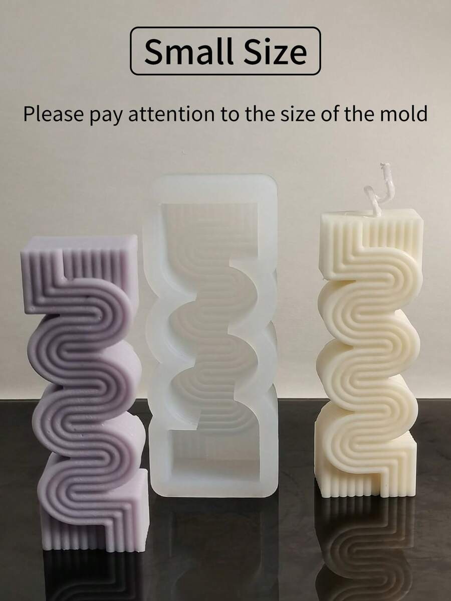1 件（小号）S 形几何硅胶模具，适用于 DIY 长波图案蜡烛、肥皂、石膏、芳香石装饰和树脂铸造模具