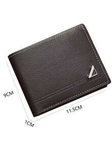 1pc Men's Classic Business & Casual Solid Color Retro Short Wallet With Card Slot For Driving License Old Money Style Men - Coffee Brown - View 6