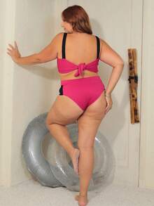 Plus Size Bikini Sets - Màu Hồng Tươi - Xem 5