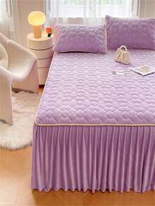 Ruffled Fitted Sheet + 2 Pillowcases - Beige - View 2