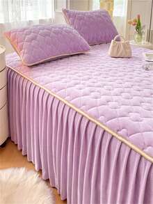 Ruffled Fitted Sheet + 2 Pillowcases - Beige - View 3