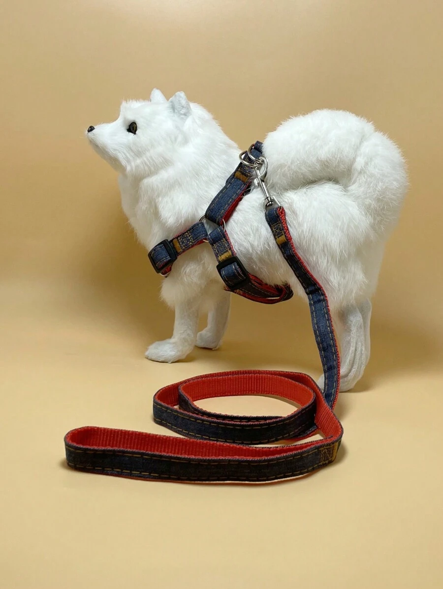 1 Pieza De Correa De Pecho Y Espalda De Vaquero Para Perro, Collar Y Cadena Para Perro Grande, Mediano Y Pequeño, Ideal Para Pasear Perros De Raza Golden Retriever O Teddy En Color Rojo. - Rojo - Ver 1