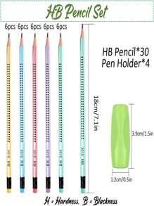 24PCS HB Pencils, Macaron Pencils With Eraser, Drawing And Writing Pencils With 2 Sharpeners(Random Color), Suitable For Writing, Drawing And Sketching,School And Office Supplies - Multicolor - View 3