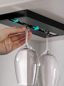 1pc Kitchen & Living Room Wine Glass Hanging Rack, Plastic Stemware Free-standing Goblet Display Holder - Black - View 2