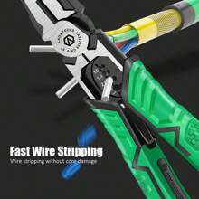 Laoa 5合1 9吋多功能電工鉗 - 非常適合夾、剝、剪、拉電線!(1件) - 綠色 - 查看 9