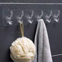 1 pieza Adhesivo Gancho sin perforación , 6 Ganchos ropa Gorra puerta trasero Gancho , montado en pared impermeable Gancho para cocina , cuarto de baño