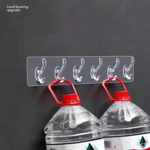 1 pieza Adhesivo Gancho sin perforación , 6 Ganchos ropa Gorra puerta trasero Gancho , montado en pared impermeable Gancho para cocina , cuarto de baño