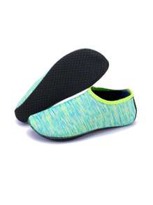 1pc Green Striped Beach Socks, Lightweight Quick-Drying Barefoot Shoes For Men And Women, Anti-Slip Soft Bottom, Suitable For Snorkeling, Swimming, Sailing, Hiking, Surfing And Other Water Sports