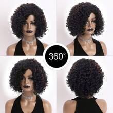 12英寸合成纖維s/m碎捲美式短髮假髮,黑色,適用於日常使用 - 彩色 - 查看 3