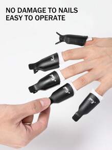 10入組黑色指甲油卸除夾,指甲油卸除夾,紫外線凝膠指甲油卸除夾