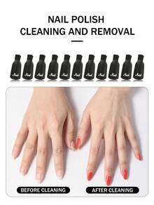 10入組黑色指甲油卸除夾,指甲油卸除夾,紫外線凝膠指甲油卸除夾
