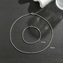 1 套龐克嘻哈多功能圓形蛇骨鏈,男士不銹鋼手鍊和項鍊珠寶套裝 - 銀色 - 查看 4