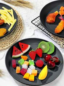 2/4/8 piezas Platos de plástico de 8 pulgadas, plato hondo ligero, plato reutilizable de PP, vajilla para jóvenes y adultos, negro - Adecuado para campamento de autocaravana, picnic, cocina, dormitorio, cocina, regalo de Navidad - Negro - Ver 3