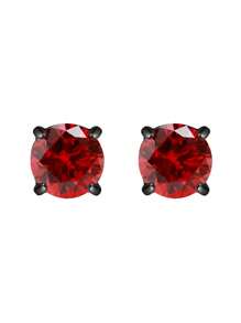 1pair Fashionable Titanium Steel Stud Earrings With Red Zirconia, Suitable For Men, Women, Festivals, And Daily Wear