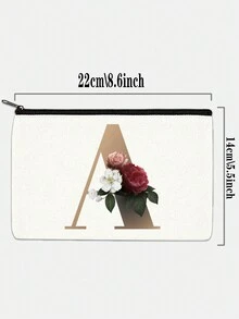 Kosmetiktasche Dame Make-up-taschen, Brieftasche Name Initialen A Buchstabe Muster Kulturtasche Organizer-tasche, Hochzeitsparty Waschtasche, Reißverschluss-handtasche, Stifttasche Make-up-taschen, Clutch-tasche, Brautjungfer Make-up-tasche, Toilettenartikel-organizer-tasche, Kosmetik-koffer, Lehrer-geschenke - Beige - Übersicht 4