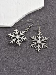1對極簡優雅的金屬雪花耳環,為女性量身打造,完美適用於聖誕度假和新年禮物 - 雪花 - 查看 2