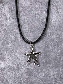新款黑暗系個性化朋克風不對稱項鍊,星月設計 - 銀色 - 查看 1