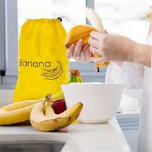 1pc Yellow Banana Storage Bag, Green Vegetable Preservation Bag, Prevent Ripening, Banana Storage Freshness Bag, Lightweight Convenient, Washable, Durable, Kitchen Supplies - Yellow - View 5