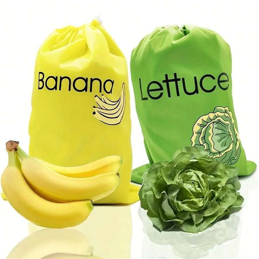 1pc Yellow Banana Storage Bag, Green Vegetable Preservation Bag, Prevent Ripening, Banana Storage Freshness Bag, Lightweight Convenient, Washable, Durable, Kitchen Supplies - Yellow - View 1