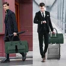 Chất rắn Có màu sắc Đồ họa Houndstooth Với Mặt trước Túi Retro Du lịch Quần áo Cái túi + Cuối tuần Cái túi Dành cho Nữ/Nam , Dung lượng lớn , Có thể mặc nhiều cách Treo Túi vải thô - Màu xanh lá cây đậm - Xem 5