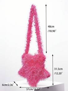 Bolso bandolera de mujer con forma de estrella de unicolor, bolso de mujer con estrellas huecas de moda para el Día de San Valentín - Rosa - Ver 7
