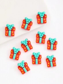 10入組diy樹脂聖誕節禮盒造型手機飾品吊飾