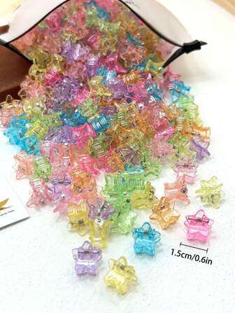50pcs Clear & Colorful Star & Five-Pointed Star Shape Hair Clip Hairpin Hair Accessories Street Casual,Dopamine Hair Claws Claw Clips Hair Clips Hair Jaw Clip Hair Clamps Hair Clutch Hair Catcher Clip Fall Winter For Vacation Outfits Woman