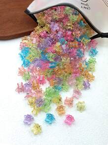 50个透明彩色星形和五角星形发夹，发卡，街头休闲发饰，多巴胺发爪，发夹，发卡，发夹，发卡，发夹，发卡，发夹，发卡，发夹，秋冬度假装扮，女士夏季海滩装扮 - 彩色 - 查看 4