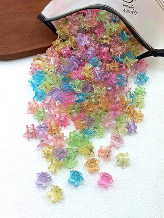 50 件透明彩色星星和五角星形状发夹发夹发饰街头休闲，多巴胺发夹爪夹发夹发夹发夹发夹发夹秋冬度假装女士