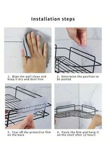1pc Bathroom Shelf, Shower Caddy Rack, Bathroom Kitchen No-Drill Triangle Storage Rack, Shower Shelf, Shampoo Storage Rack Holder, Bathroom Accessories Bathroom Accessories Bathroom Tools Bathroom Accessories - Black - View 6