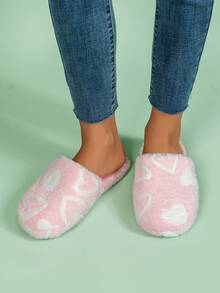 Của phụ nữ Hình trái tim Màu thuần Nấm Phong cách Trong nhà Dép đi trong nhà , Quý cô Màu thuần Tim In Dép đi trong phòng ngủ Với Phong cách Học viện - Hồng - Xem 2