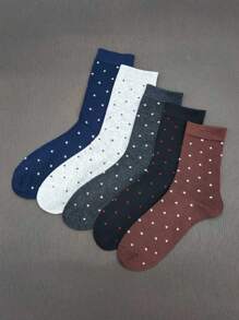 5 đôi/gói tất jacquard dài đến bắp chân thường ngày/dự tiệc dành cho nam vào mùa thu/đông, mùa thu - Nhiều màu - Xem 4