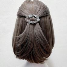 1个发夹，可用于打造各种发型；椭圆形发夹，带弹簧和水钻，适合女性，波西米亚风，情人节、派对造型、发饰 - 彩色 - 查看 2