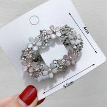 1个发夹，可用于打造各种发型；椭圆形发夹，带弹簧和水钻，适合女性，波西米亚风，情人节、派对造型、发饰 - 彩色 - 查看 3