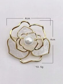 1件空心玫瑰花圖案假珍珠胸針,適用於外套、羊毛衫或衣服配件 - 玫瑰花胸針 - 查看 4
