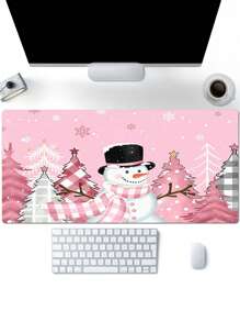 1pc Christmas Snowman Pattern Anti-slip Gaming & Office Mouse Pad, Available In 4 Sizes - Orange - View 4