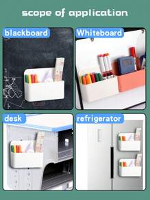 1個白色磁吸掛筆架,白板和黑板掛式筆組織架,學校/辦公室/家庭冰箱磁性筆架 - 白色 - 查看 2