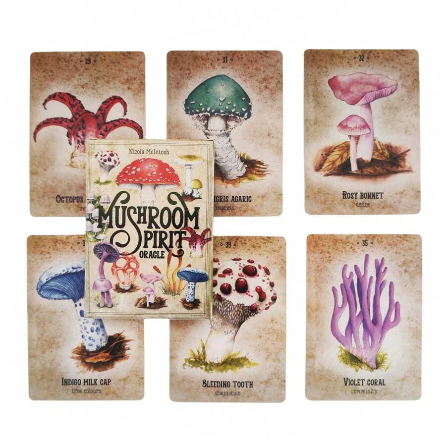 Mushroom Spirit Oracle English Cards Small Size For Holiday Family Friends Party Divination Board Game Fate Future Playing Card - Multicolor - View 1