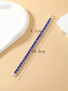 1個全鑲鑽裝飾手鏈 - 寶藍色 - 查看 2