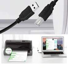 USB Printer Cable - USB A To B Cable, 2.0 USB B Cable High-Speed Printer Cord - Black - View 6