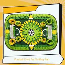 1入組足球場形狀減速進食嗅探墊,寵物尋食玩具,適用於小型和中型貓狗室內遊戲 - 綠色 - 查看 2