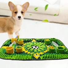 1入組足球場形狀減速進食嗅探墊,寵物尋食玩具,適用於小型和中型貓狗室內遊戲 - 綠色 - 查看 6